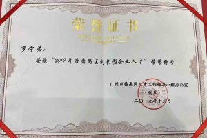 安博(中国)集团罗宁弟董事长荣获“2019年度番禺区成长型企业人才”